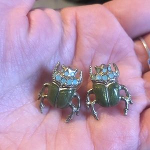 Vintage Scarab Beetle Stud Earrings